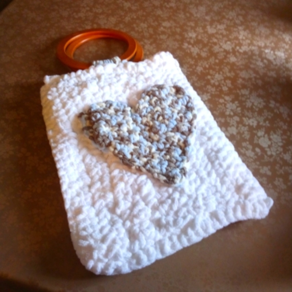Hand crocheted tote bag.